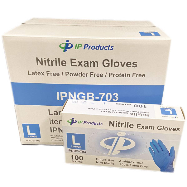 L Blue Nitrile Exam Gloves Powder-Free Latex-Free 100pk